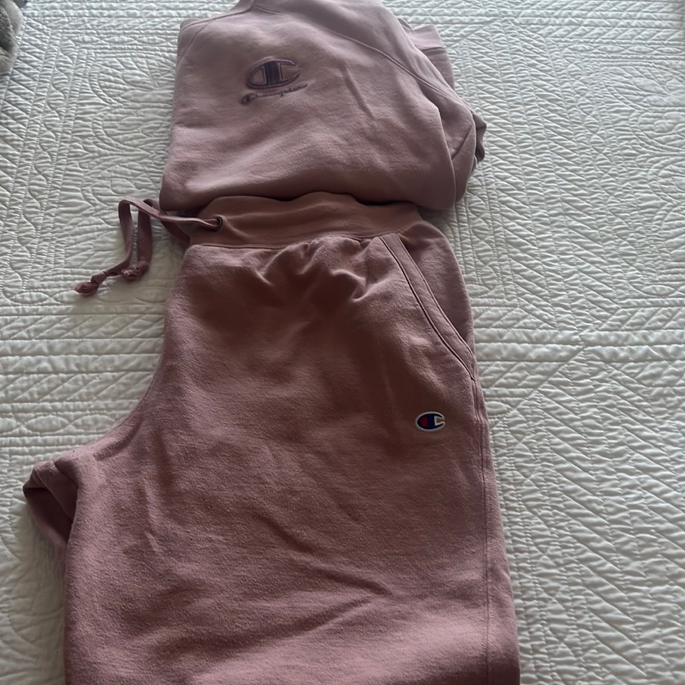 Womens pink champion sweatpants set